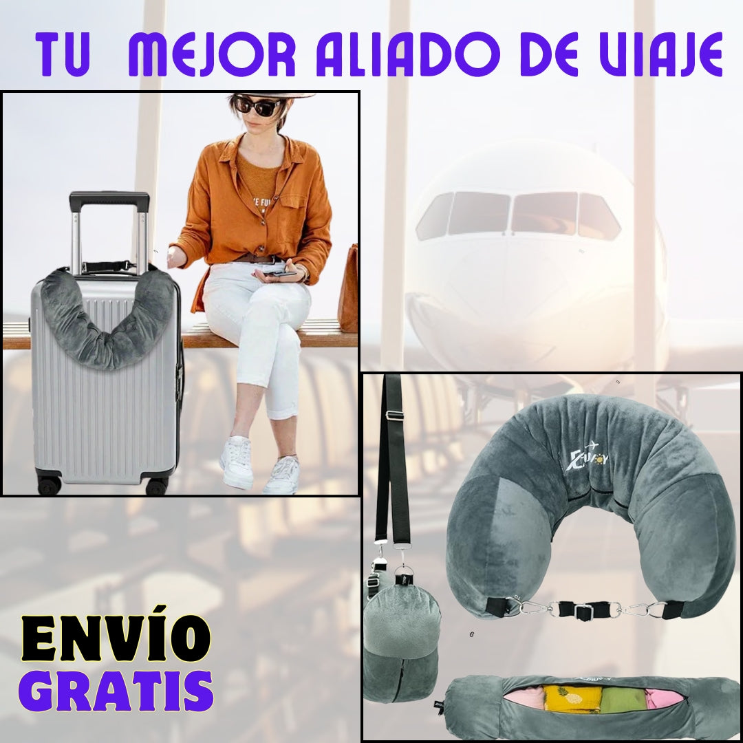 TRAVEL HUG 🛫ALMOHADA DE VIAJE 2 EN 1 🎖️DESCANSO CERVICAL + MALETA+ENVIO GRATIS