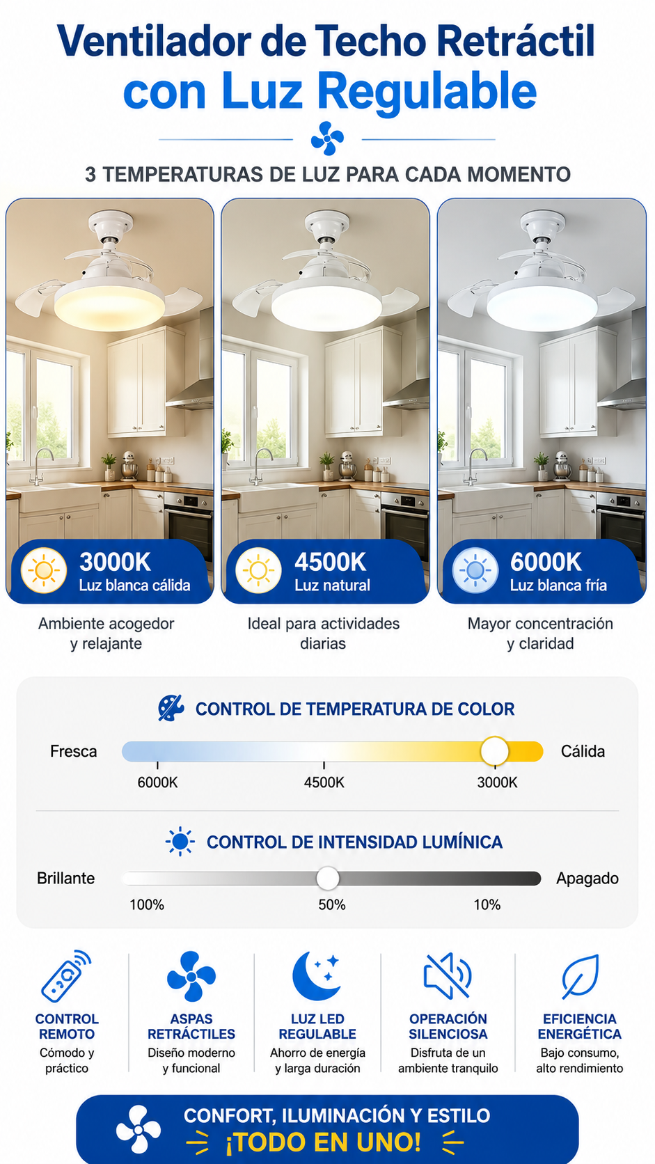 🌬️ BREEZE GLOW💡VENTILADOR DE ASPAS RETRACTIL IMPORTADO🇺🇸 OFERTA DE LANZAMIENTO