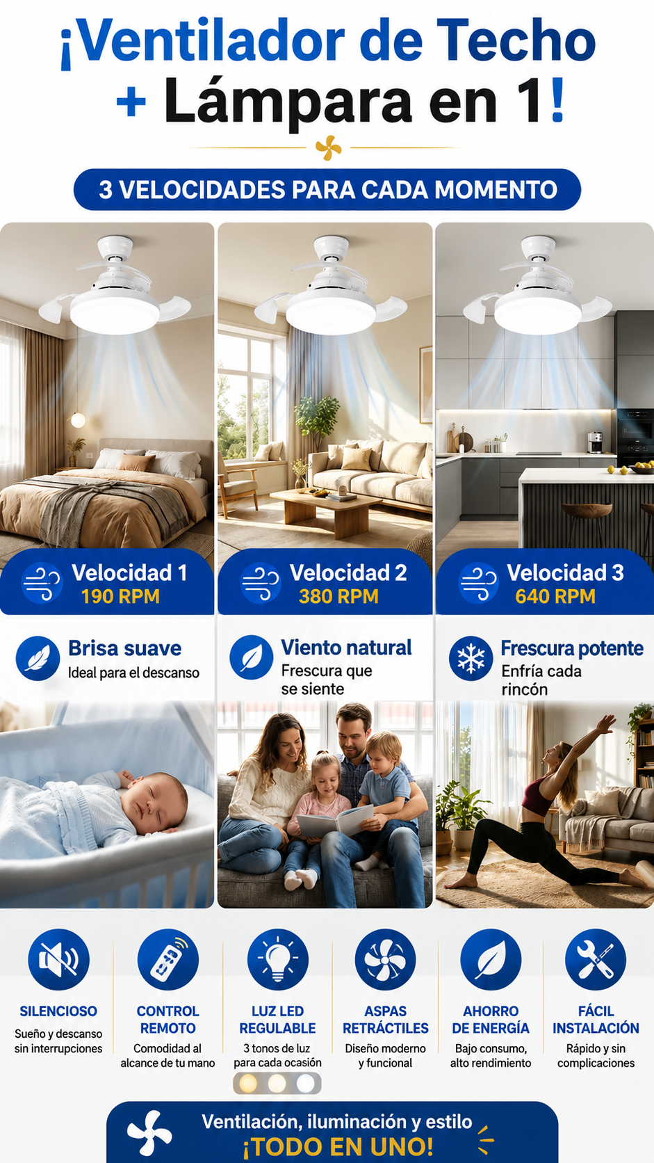 🌬️ BREEZE GLOW💡VENTILADOR DE ASPAS RETRACTIL IMPORTADO🇺🇸 OFERTA DE LANZAMIENTO
