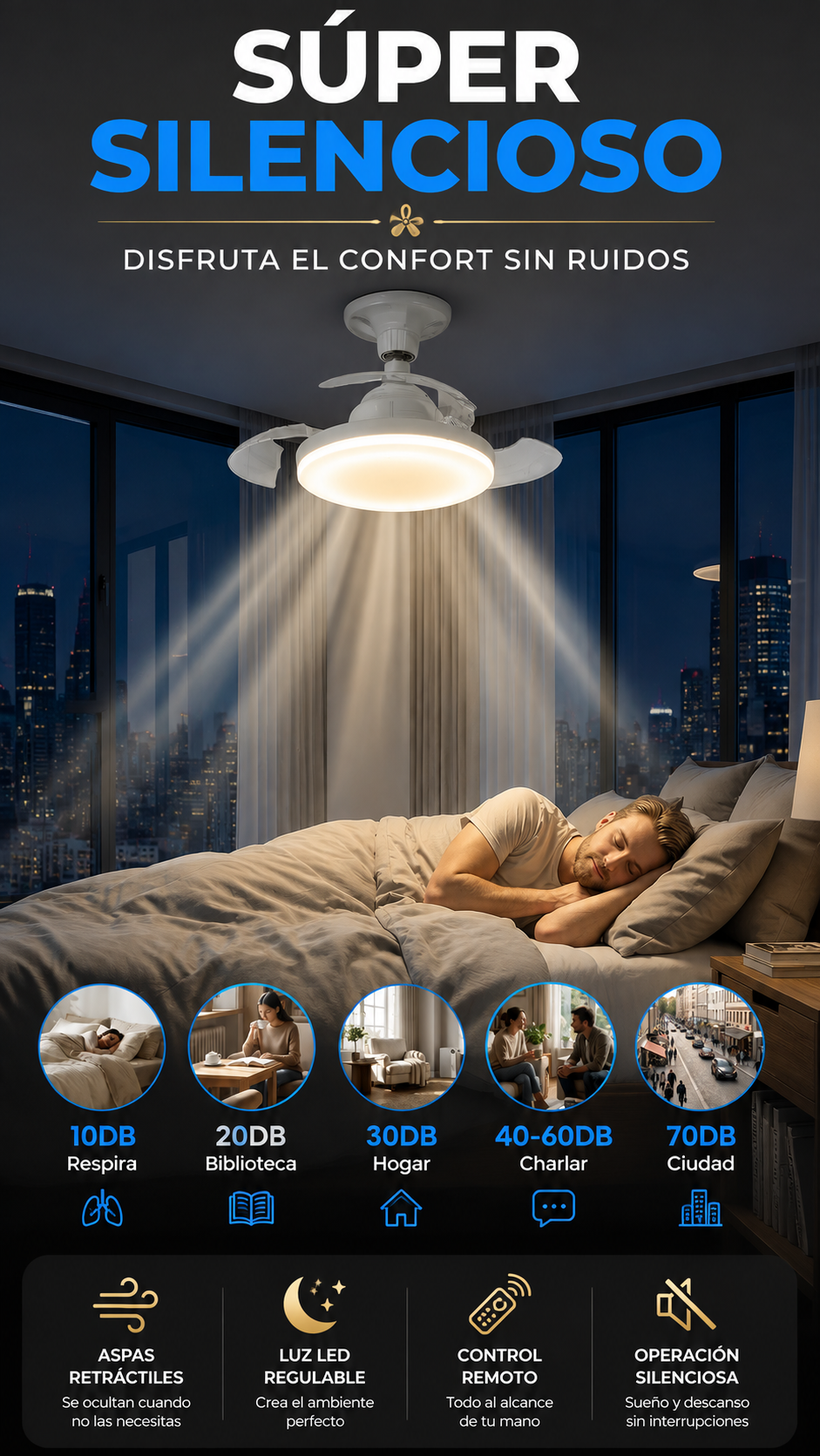 🌬️ BREEZE GLOW💡VENTILADOR DE ASPAS RETRACTIL IMPORTADO🇺🇸 OFERTA DE LANZAMIENTO