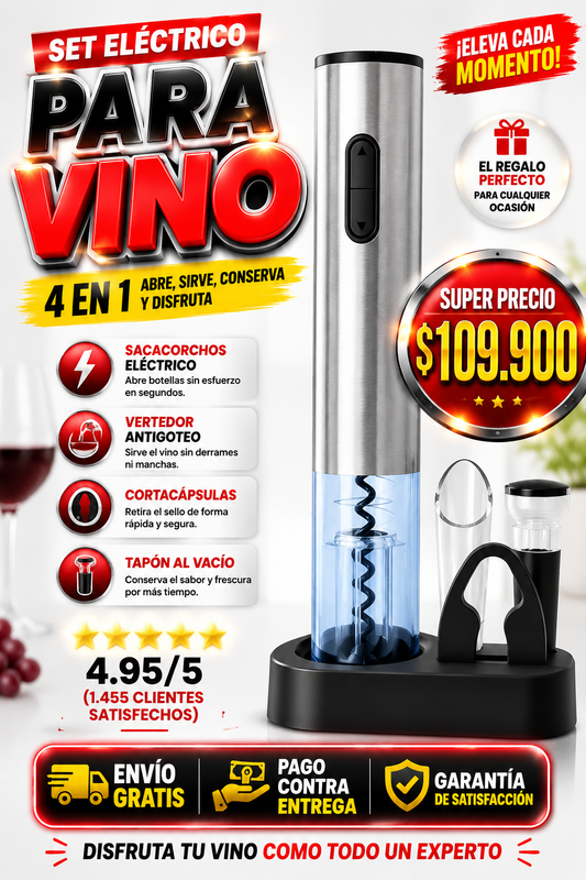 ✨ WINEMASTER Pro🍷DESCORCHADOR PREMIUM💎 ELECTRICO 4 EN 1🥇