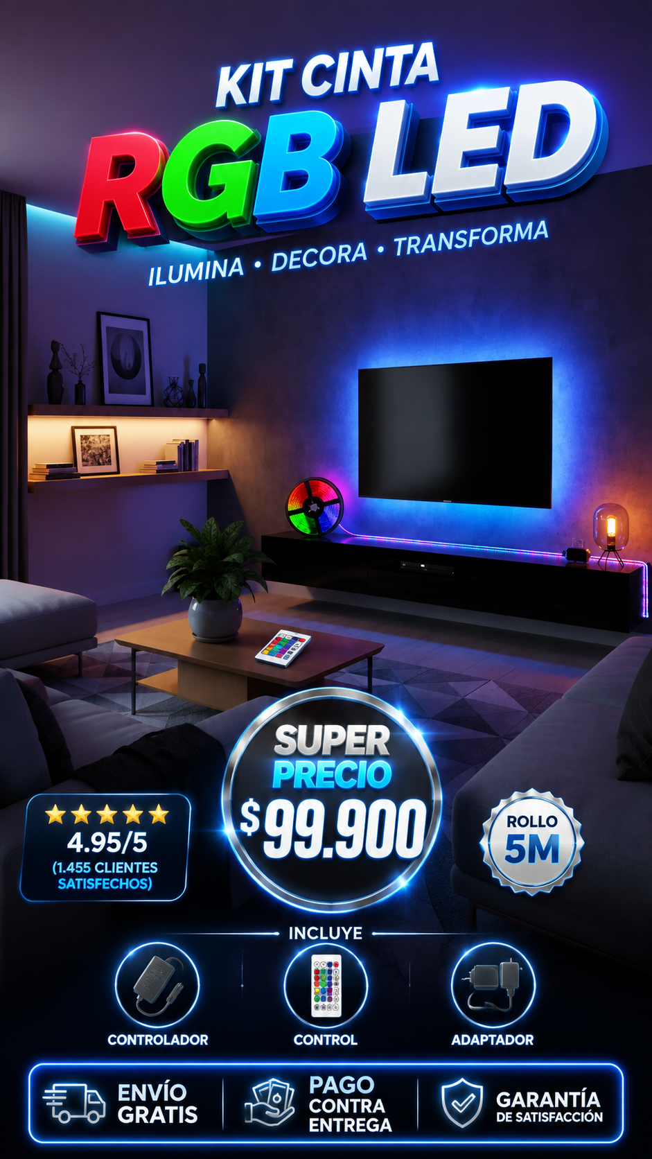 ✨GLOWMASTER🌈LUZ RGB 8K IMP0RTADA🌈ILUMINA-DECORA-SORPRENDE✨