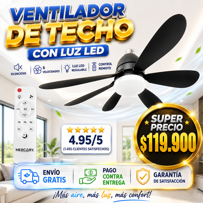 🌪️AIRLUM💡LAMPARA VENTILADOR 6 ASPAS🚁 IMP0RTADO🥇OFERTA ESPECIAL