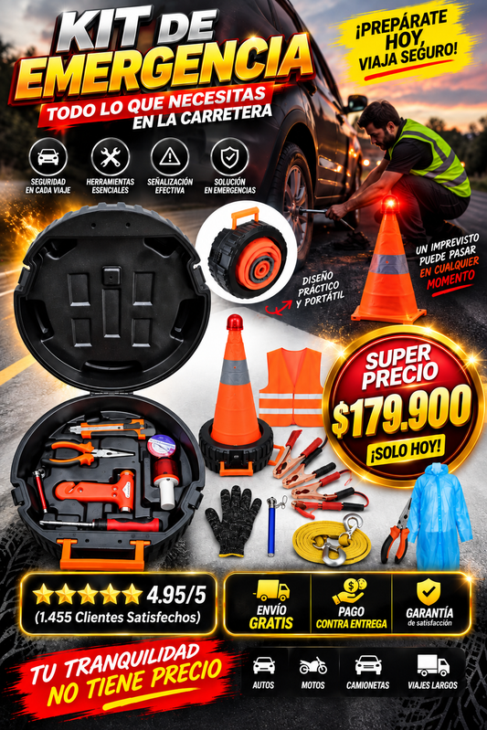 ⛑️ROAD GUARD🛞KIT SEGURO DE CARRETERA IMPORTADO🇺🇸OFERTA DE LANZAMIENTO🎁14 ACCESORIOS