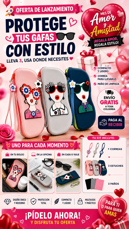 🌸 STYLEPOD 💕OFERTA AMOR Y AMISTAD💝 ESTUCHE PARA GAFAS IMPORTADO 🇺🇸👓