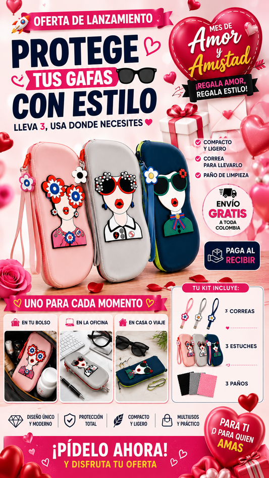 🌸 STYLEPOD 💕OFERTA AMOR Y AMISTAD💝 ESTUCHE PARA GAFAS IMPORTADO 🇺🇸👓