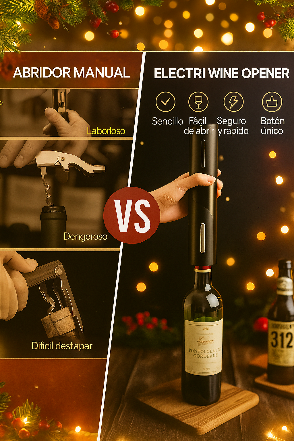 ⚡WINE MASTER 🍇KIT DESCORCHADOR 4 EN 1  🎄🎅EL REGALO PERFECTO PARA NAVIDAD🎅