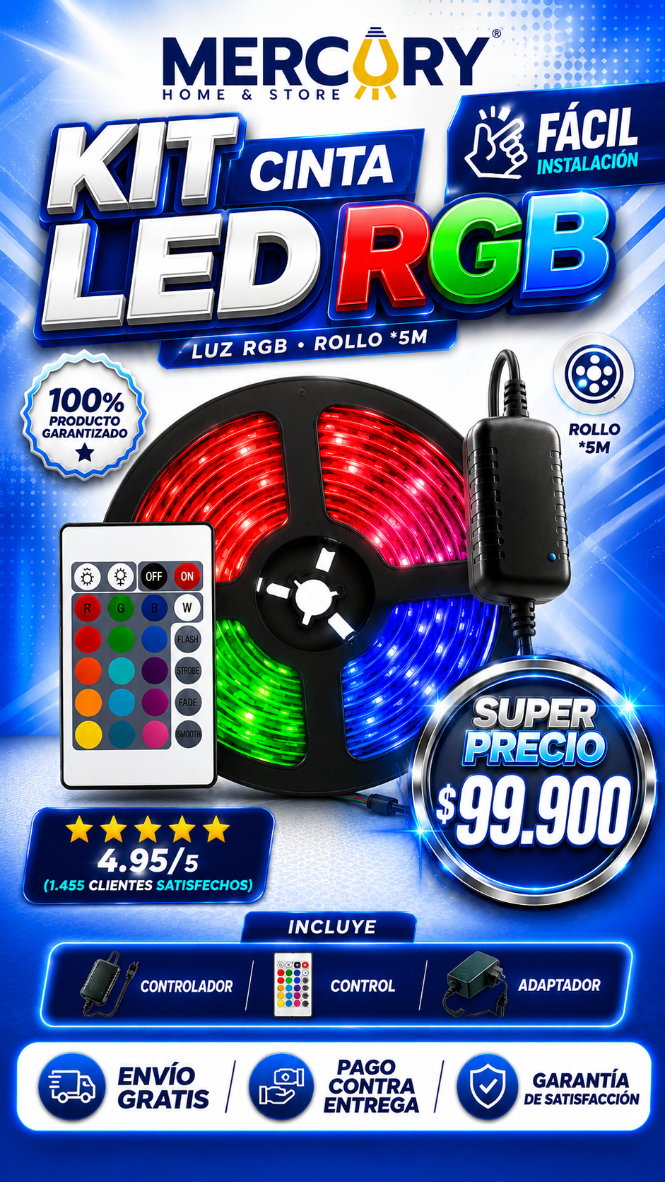 ✨GLOWMASTER🌈LUZ RGB 8K IMP0RTADA🌈ILUMINA-DECORA-SORPRENDE✨