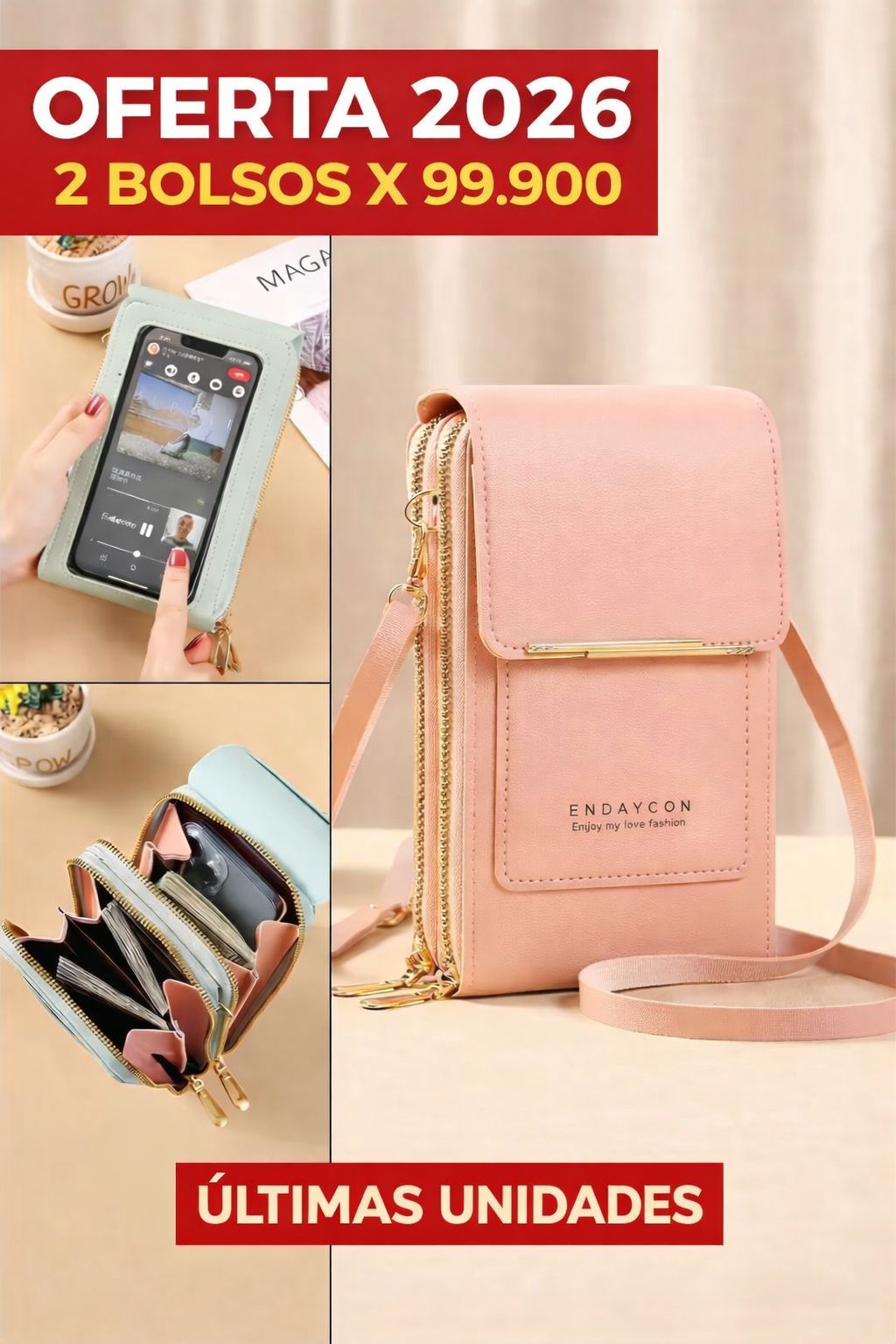 📲SMART BAG🔒BOLSO EN  CUERO PU PREMIUM🥇 ANTIRROBO Y MANOS LIBRES🔒LIQUIDACION 2026