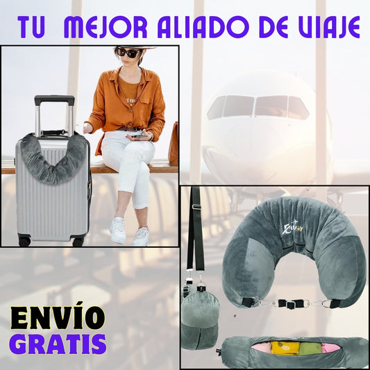 TRAVEL HUG 🛫ALMOHADA DE VIAJE 2 EN 1 🎖️DESCANSO CERVICAL + MALETA+ENVIO GRATIS