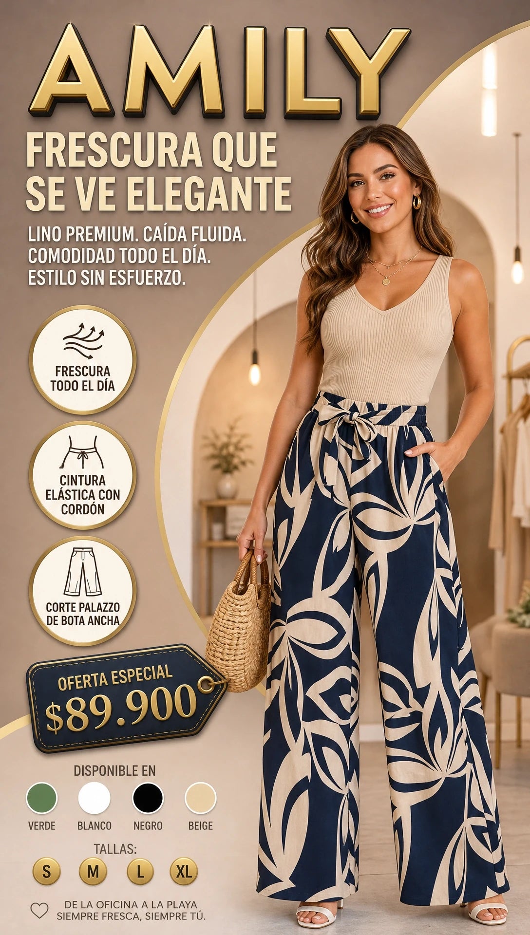 👖PANTALON AMILY EN LINO IMPORTADO🇺🇸OFERTA DE LANZAMIENTO + OBSEQUIO🎁